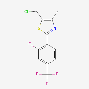 molecular formula C12H8ClF4NS B1603704 5-(Chloromethyl)-2-(2-fluoro-4-(trifluoromethyl)phenyl)-4-methylthiazole CAS No. 317319-37-2