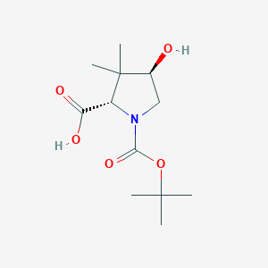 molecular formula C12H21NO5 B1603761 (2S,4R)-N-Boc-4-hydroxy-3,3-dimethylpyrrolidine-2-carboxylic acid CAS No. 173913-66-1