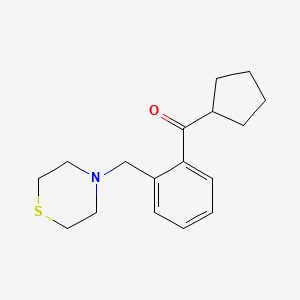 molecular formula C17H23NOS B1603953 Cyclopentyl 2-(thiomorpholinomethyl)phenyl ketone CAS No. 898782-56-4