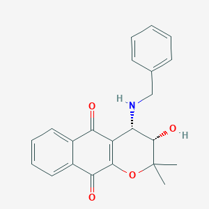 molecular formula C22H21NO4 B160425 (3S,4S)-4-(Benzylamino)-3-hydroxy-2,2-dimethyl-3,4-dihydrobenzo[g]chromene-5,10-dione CAS No. 1018340-07-2