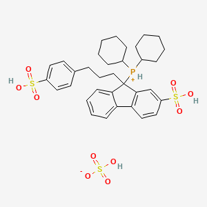 molecular formula C34H43O10PS3 B1604275 Dicyclohexyl-{2-sulfo-9-[3-(4-sulfo-phenyl)propyl]-9-fluorenyl}phosphonium-hydrogensulfate CAS No. 1039775-34-2