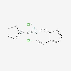 molecular formula C14H12Cl2Z B1604330 Zirconium(4+) chloride cyclopenta-1,3-dien-1-ide 1H-inden-1-ide (1/2/1/1) CAS No. 80155-52-8