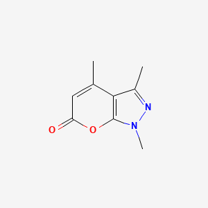 molecular formula C9H10N2O2 B1604607 Pyrano(2,3-c)pyrazol-6(1H)-one, 1,3,4-trimethyl- CAS No. 5775-94-0