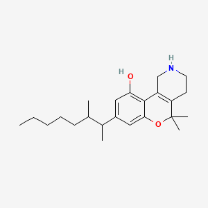 molecular formula C23H35NO2 B1604878 5H-(1)Benzopyrano(4,3-c)pyridine, 1,2,3,4-tetrahydro-5,5-dimethyl-8-(1,2-dimethylheptyl)-10-hydroxy- CAS No. 26685-53-0