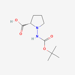 molecular formula C10H18N2O4 B1605167 L-Proline, 1-(((1,1-dimethylethoxy)carbonyl)amino)- CAS No. 77821-22-8