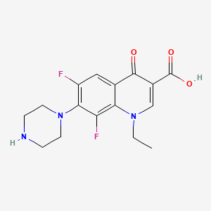 molecular formula C16H17F2N3O3 B1605715 3-Quinolinecarboxylic acid, 1,4-dihydro-6,8-difluoro-1-ethyl-4-oxo-7-(1-piperazinyl)- CAS No. 99726-76-8