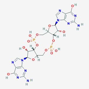 molecular formula C20H24N10O14P2 B160587 9,9'-[(2r,3r,3as,5s,7ar,9r,10r,10as,12s,14ar)-3,5,10,12-四羟基-5,12-二氧化八氢-2h,7h-二呋喃[3,2-D:3',2'-J][1,3,7,9,2,8]四氧二磷杂环十二烷-2,9-二基]双(2-氨基-1,9-二氢-6h-嘌呤-6-酮) CAS No. 61093-23-0