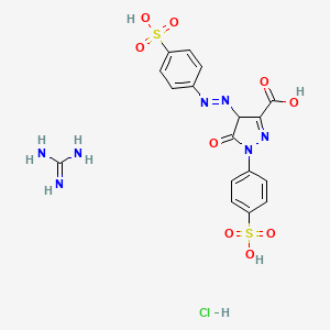 molecular formula C17H18ClN7O9S2 B1605899 1H-Pyrazole-3-carboxylic acid, 4,5-dihydro-5-oxo-1-(4-sulfophenyl)-4-[(4-sulfophenyl)azo]-, reaction products with guanidine hydrochloride N,N'-bis(mixed Ph, tolyl and xylyl) derivs. CAS No. 71077-14-0