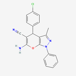 molecular formula C20H15ClN4O B1606015 6-氨基-4-(4-氯苯基)-3-甲基-1-苯基-1,4-二氢吡喃并[2,3-c]吡唑-5-碳腈 CAS No. 76973-35-8