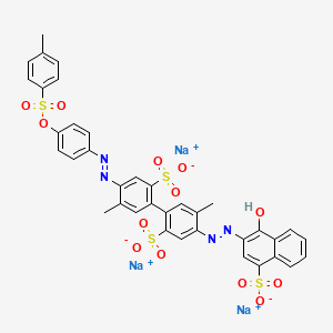 molecular formula C37H27N4Na3O13S4 B1606125 [1,1'-Biphenyl]-2,2'-disulfonic acid, 4-[(1-hydroxy-4-sulfo-2-naphthalenyl)azo]-5,5'-dimethyl-4'-[[4-[[(4-methylphenyl)sulfonyl]oxy]phenyl]azo]-, trisodium salt CAS No. 6598-62-5