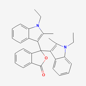 molecular formula C30H28N2O2 B1606176 1(3H)-Isobenzofuranone, 3,3-bis(1-ethyl-2-methyl-1H-indol-3-yl)- CAS No. 22091-92-5