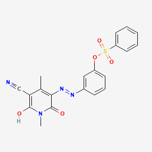 molecular formula C20H16N4O5S B1606197 1,2-Dihydro-6-hydroxy-1,4-dimethyl-2-oxo-5-[[3-[(phenylsulphonyl)oxy]phenyl]azo]nicotinonitrile CAS No. 59312-61-7