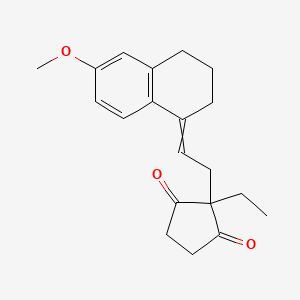 molecular formula C20H24O3 B1606231 2-(2-(3,4-Dihydro-6-methoxy-1(2H)-naphthylidene)ethyl)-2-ethylcyclopentane-1,3-dione CAS No. 850-92-0
