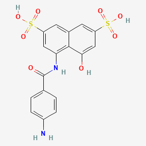 molecular formula C17H14N2O8S2 B1606488 4-((4-Aminobenzoyl)amino)-5-hydroxynaphthalene-2,7-disulphonic acid CAS No. 6505-35-7