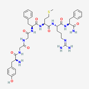 B1606635 (2S)-2-[[(2S)-2-[[(2S)-2-[[2-[[2-[[(2S)-2-amino-3-(4-hydroxyphenyl)propanoyl]amino]acetyl]amino]acetyl]amino]-3-phenylpropanoyl]amino]-4-methylsulfanylbutanoyl]amino]-N-[(2S)-1-amino-1-oxo-3-phenylpropan-2-yl]-5-(diaminomethylideneamino)pentanamide CAS No. 78761-61-2