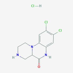 molecular formula C11H12Cl3N3O B160667 8,9-二氯-2,3,4,4A-四氢-1H-吡嗪并[1,2-A]喹喔啉-5(6H)-酮盐酸盐 CAS No. 75704-24-4