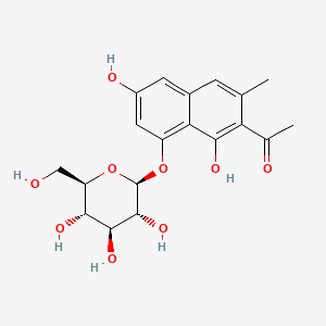 B1606737 1-[1,6-dihydroxy-3-methyl-8-[(2S,3R,4S,5S,6R)-3,4,5-trihydroxy-6-(hydroxymethyl)oxan-2-yl]oxynaphthalen-2-yl]ethanone CAS No. 23566-96-3
