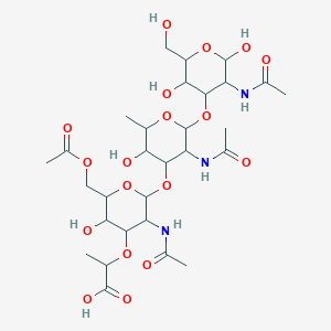 2-[3-acetamido-2-[3-acetamido-2-[3-acetamido-2,5-dihydroxy-6-(hydroxymethyl)oxan-4-yl]oxy-5-hydroxy-6-methyloxan-4-yl]oxy-6-(acetyloxymethyl)-5-hydroxyoxan-4-yl]oxypropanoic acid