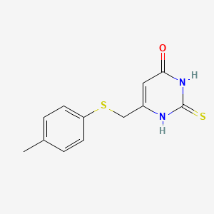 molecular formula C12H12N2OS2 B1606973 2-Mercapto-6-{[(4-methylphenyl)thio]-methyl}pyrimidin-4(3H)-one CAS No. 299937-81-8