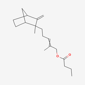 molecular formula C19H30O2 B1607208 Butanoic acid, 2-methyl-5-(2-methyl-3-methylenebicyclo[2.2.1]hept-2-yl)-2-penten-1-yl ester CAS No. 67633-98-1