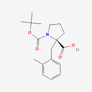 molecular formula C18H25NO4 B1607522 (R)-1-(tert-Butoxycarbonyl)-2-(2-methylbenzyl)pyrrolidine-2-carboxylic acid CAS No. 959576-64-8
