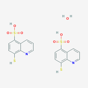molecular formula C18H16N2O7S4 B1607541 8-Sulfanyl-5-quinolinesulfonic acid hemihydrate CAS No. 306935-17-1