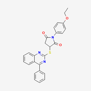 molecular formula C26H21N3O3S B1607557 1-(4-Ethoxyphenyl)-3-[(4-phenylquinazolin-2-yl)sulfanyl]pyrrolidine-2,5-dione CAS No. 6606-68-4