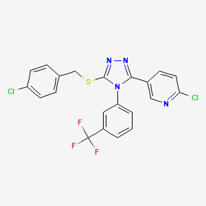 molecular formula C21H13Cl2F3N4S B1607644 2-Chloro-5-(5-[(4-chlorobenzyl)thio]-4-[3-(trifluoromethyl)phenyl]-4H-1,2,4-triazol-3-YL)pyridine CAS No. 680216-98-2