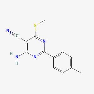 molecular formula C13H12N4S B1607681 4-Amino-2-(4-methylphenyl)-6-(methylthio)pyrimidine-5-carbonitrile CAS No. 287922-40-1