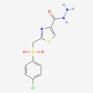 molecular formula C11H10ClN3O3S2 B1607824 2-{[(4-Chlorophenyl)sulfonyl]methyl}-1,3-thiazole-4-carbohydrazide CAS No. 263015-77-6