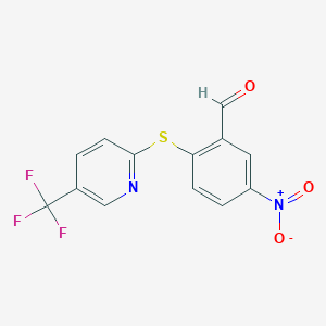 5-Nitro-2-([5-(trifluoromethyl)pyridin-2-yl]thio)benzaldehyde