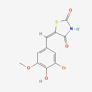 molecular formula C11H8BrNO4S B1608052 (E)-5-(3-溴-4-羟基-5-甲氧基亚苄基)噻唑烷-2,4-二酮 CAS No. 58215-62-6