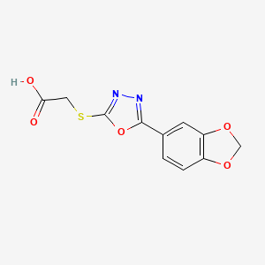 molecular formula C11H8N2O5S B1608055 {[5-(1,3-Benzodioxol-5-yl)-1,3,4-oxadiazol-2-yl]thio}acetic acid CAS No. 67572-43-4