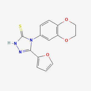 molecular formula C14H11N3O3S B1608071 4-(2,3-Dihydro-1,4-benzodioxin-6-yl)-5-(2-furyl)-4h-1,2,4-triazole-3-thiol CAS No. 306936-86-7