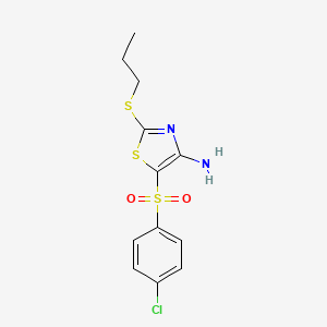 molecular formula C12H13ClN2O2S3 B1608088 4-Amino-5-(4-chlorophenylsulfonyl)-2-(propylthio)thiazole CAS No. 494763-20-1