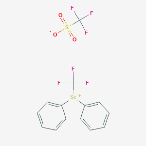 molecular formula C14H8F6O3SSe B1608095 三氟甲磺酸盐；5-(三氟甲基)二苯并硒吩-5-鎓 CAS No. 129922-33-4
