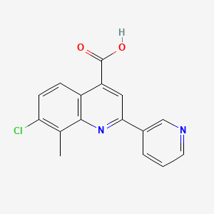 molecular formula C16H11ClN2O2 B1608478 7-Chloro-8-methyl-2-pyridin-3-ylquinoline-4-carboxylic acid CAS No. 588696-83-7