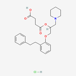 molecular formula C26H34ClNO5 B1608884 Butanedioic acid, mono(1-((2-(2-phenylethyl)phenoxy)methyl)-2-(1-piperidinyl)ethyl) ester, hydrochloride CAS No. 86819-29-6