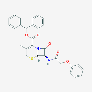 molecular formula C29H26N2O5S B160898 benzhydryl (6R,7R)-3-methyl-8-oxo-7-[(2-phenoxyacetyl)amino]-5-thia-1-azabicyclo[4.2.0]oct-2-ene-2-carboxylate CAS No. 10209-10-6