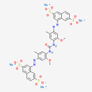 B1609335 Tetrasodium 4,4'-(carbonylbis(imino(5-methoxy-2-methyl-4,1-phenylene)azo))bis(naphthalene-2,6-disulphonate) CAS No. 6420-32-2