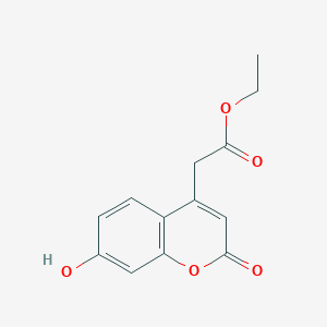 molecular formula C13H12O5 B1609388 2H-1-苯并吡喃-4-乙酸，7-羟基-2-酮-，乙酯 CAS No. 74083-58-2