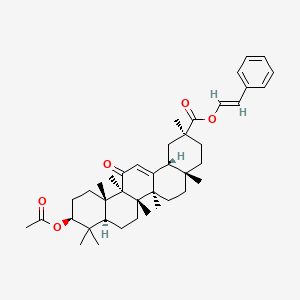 B1609435 [(E)-2-phenylethenyl] (2S,4aS,6aR,6aR,6bS,8aR,10S,12aS,14bR)-10-acetyloxy-2,4a,6a,6a,6b,9,9,12a-octamethyl-13-oxo-1,3,4,5,6,7,8,8a,10,11,12,14b-dodecahydropicene-2-carboxylate CAS No. 31581-02-9