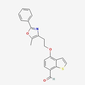 molecular formula C21H17NO3S B1609992 4-[2-(5-Methyl-2-phenyl-4-oxazolyl)ethoxy]-benzo[b]thiophene-7-carbaldehyde CAS No. 475480-88-7