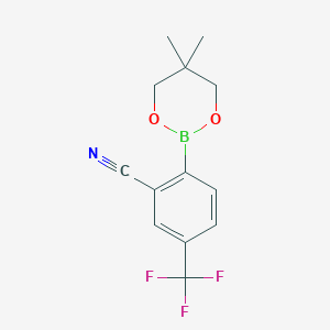 molecular formula C13H13BF3NO2 B1610012 2-(5,5-Dimethyl-1,3,2-dioxaborinan-2-yl)-5-(trifluoromethyl)benzonitrile CAS No. 883898-98-4