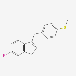 molecular formula C18H17FS B1610166 6-fluoro-2-methyl-3-(p-methylthiobenzyl)-1H-indene CAS No. 41201-60-9