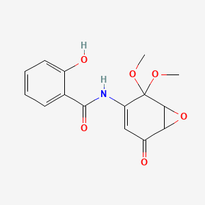 N-(2,2-dimethoxy-5-oxo-7-oxabicyclo[4.1.0]hept-3-en-3-yl)-2-hydroxybenzamide