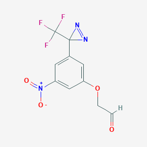 molecular formula C10H6F3N3O4 B1611202 Acetaldehyde, [3-nitro-5-[3-(trifluoromethyl)-3H-diazirin-3-yl]phenoxy]- CAS No. 212207-96-0