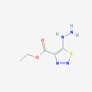 molecular formula C5H8N4O2S B161140 Ethyl 5-hydrazinylthiadiazole-4-carboxylate CAS No. 127045-24-3