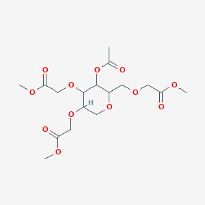 molecular formula C17H26O12 B161211 4-O-Acetyl-1,5-anhydro-2,3,6-tri-O-(methoxycarbonylmethyl)glucitol CAS No. 134121-19-0