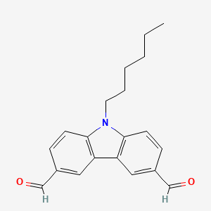 molecular formula C20H21NO2 B1612143 9-Hexyl-9H-carbazole-3,6-dicarbaldehyde CAS No. 262291-69-0